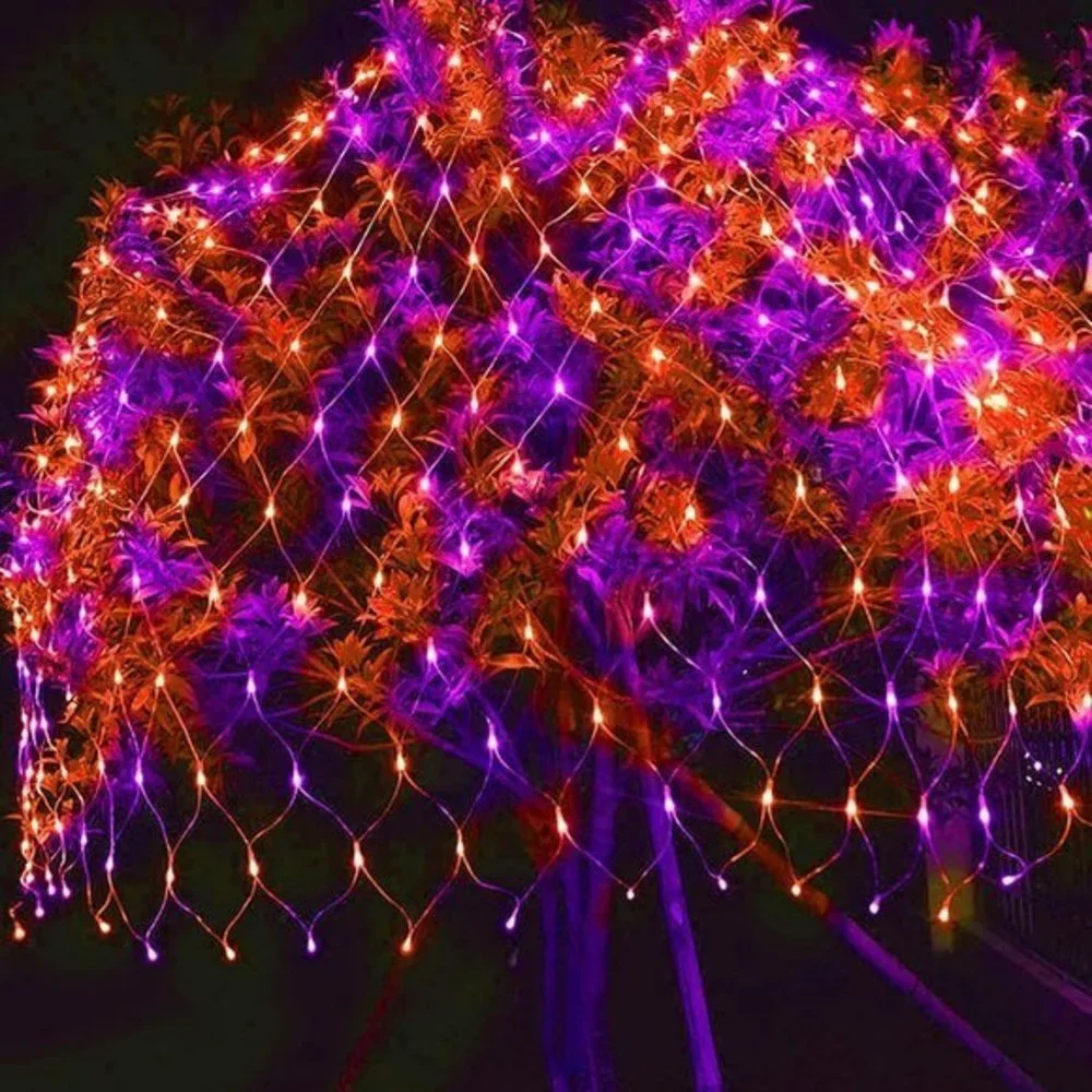 Halloween Purple Orange 12ft x 5ft 8 Modes 360 LED Net‎ Lights